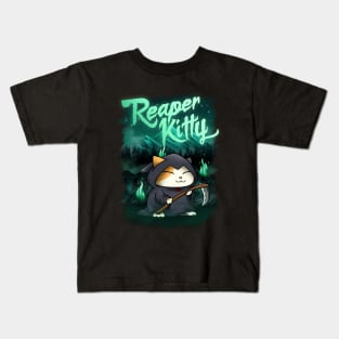 Halloween Grim Reaper Kitty Kids T-Shirt